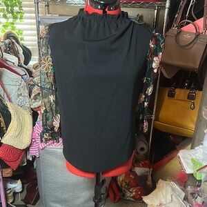 Floral Embroidered Black Blouse